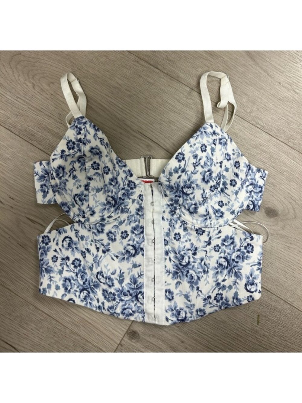 Garage Women’s White & Blue Floral‎ Corset Top